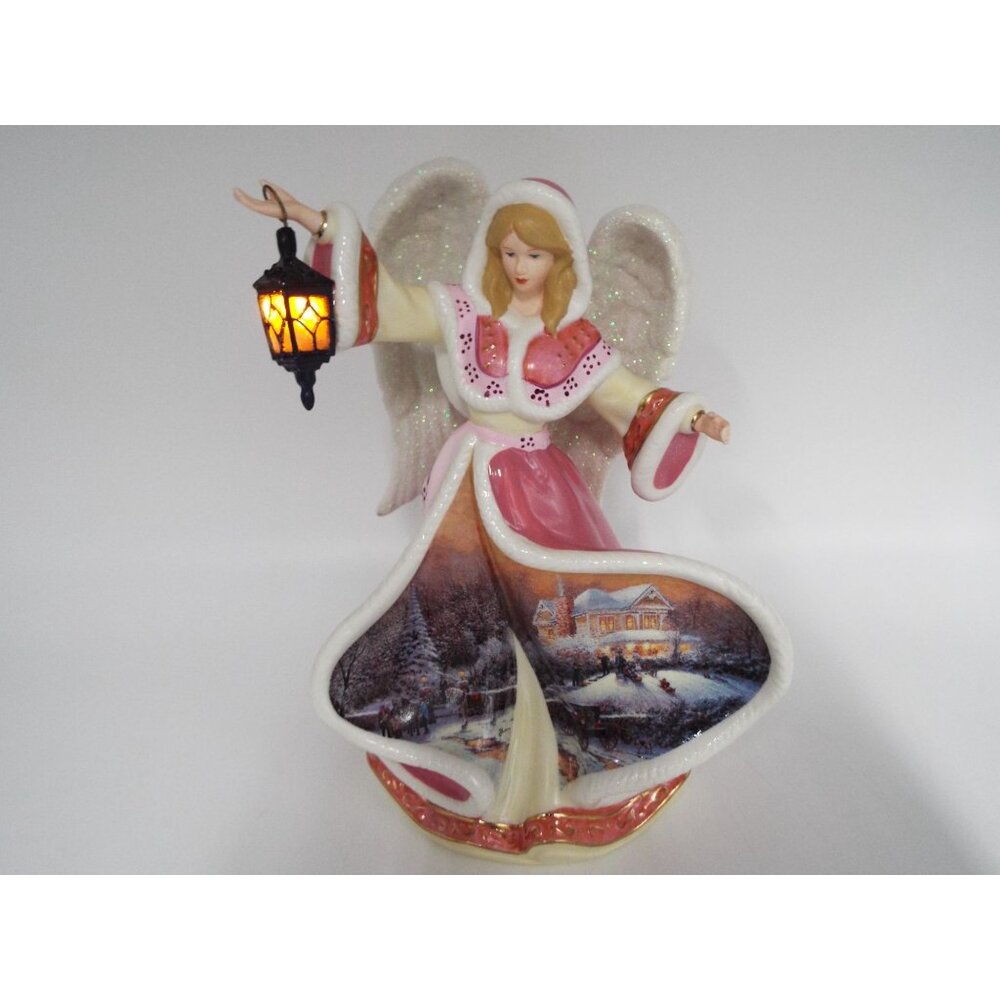 Vintage Thomas Kinkade Angel of Hope Pink Illuminated Figurine Tested/Works